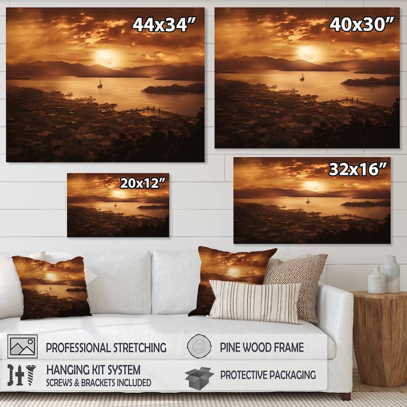 Designart "Golden Sunrise Over Lake Taupo In New Zealand I" Lake Wall